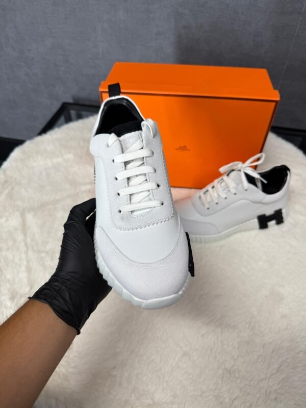 Hermes Bouncing White Leather, Black Logo