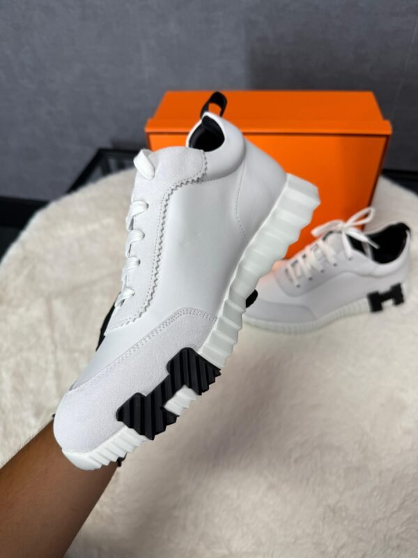 Hermes Bouncing White Leather, Black Logo