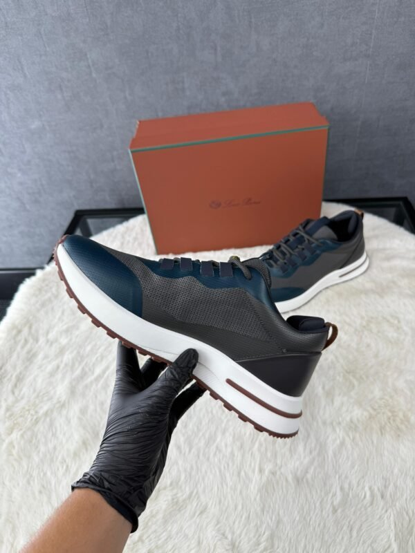 Loro Piana Weekend Walk Sneakers Grey Blue Leather