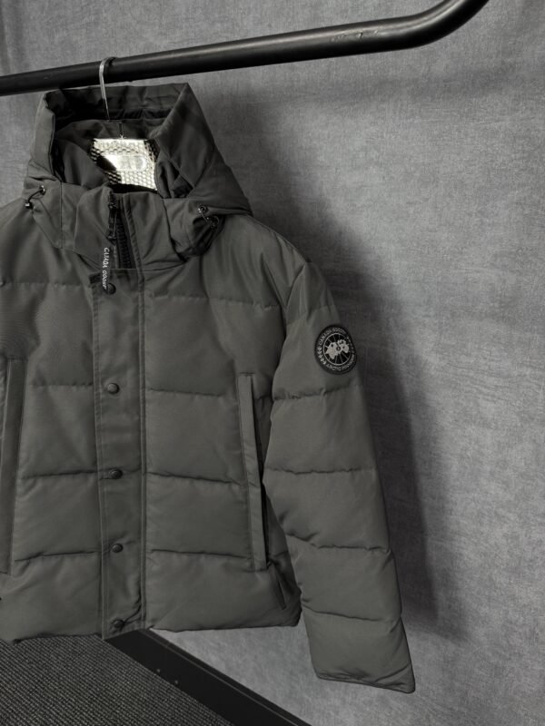 Canada Goose Wyndham Grey, Black Logo High Quality