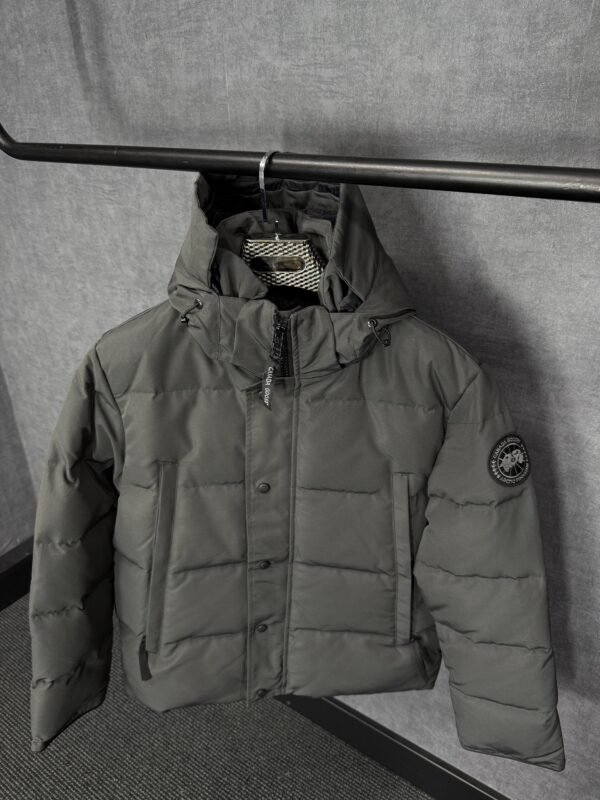 Canada Goose Wyndham Grey, Black Logo High Quality