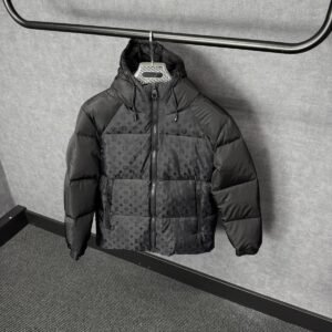 Louis Vuitton Monogram Accent Pillow Puffer Jacket Black High Quality