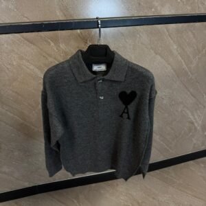 Ami Polo Sweater Grey