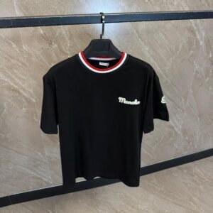 Moncler T-Shirt Zwart, Rand Kraag