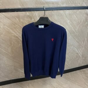 Ami Sweater Blue, Red Logo