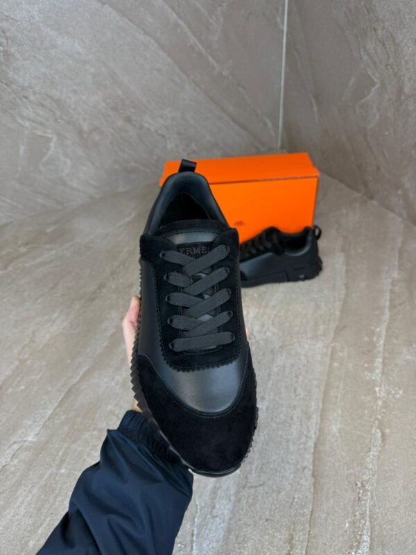 Hermes Bouncing Black on Black Leather Sneakers
