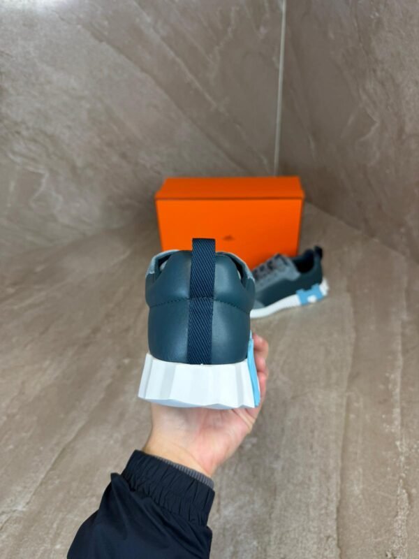 Hermes Bouncing Blue Grey Sneakers, Blue Logo