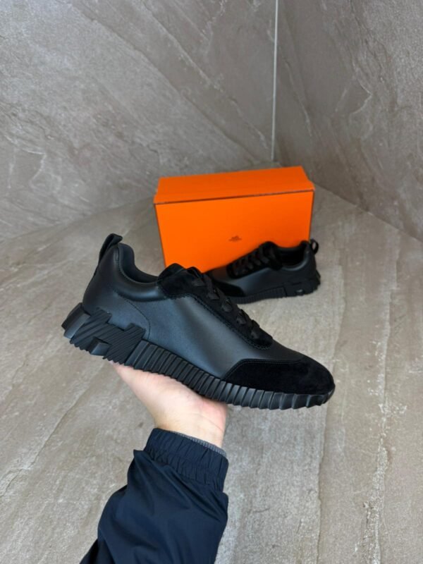 Hermes Bouncing Black on Black Leather Sneakers