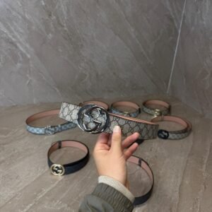 Gucci Brown Riem, Zilvere Logo