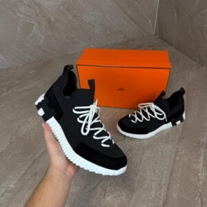 Hermes Bouncing Sneakers Black White, Veters