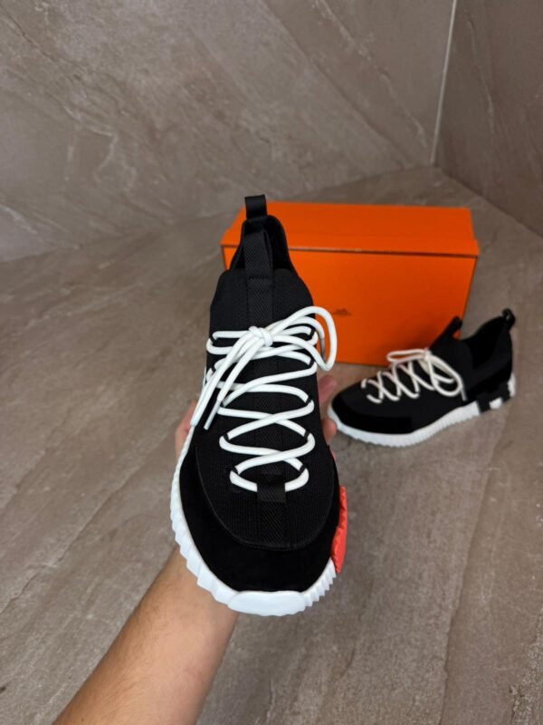 Hermes Bouncing Sneakers Black White, Veters