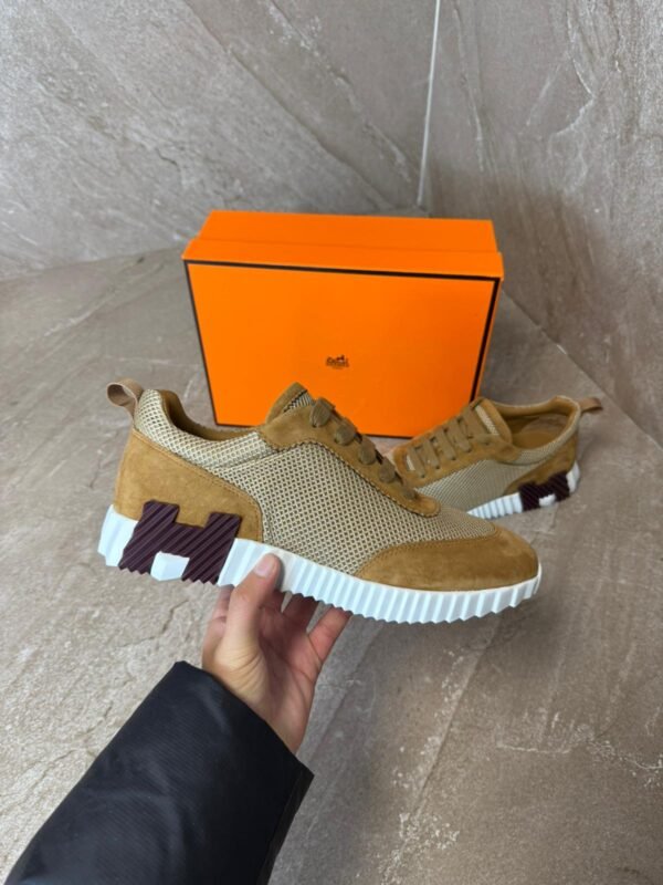 Hermes Bouncing Sneakers Brown, Purple Logo