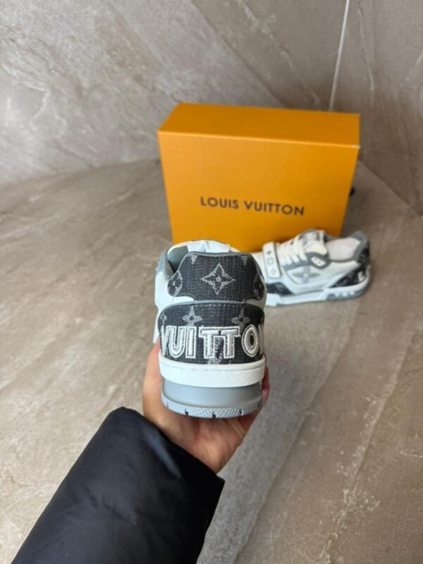 Louis Vuitton Trainer Velcro Strap Monogram Denim Sneakers Grey
