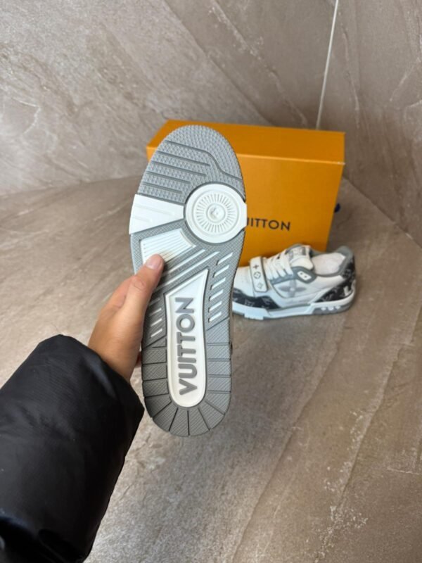 Louis Vuitton Trainer Velcro Strap Monogram Denim Sneakers Grey