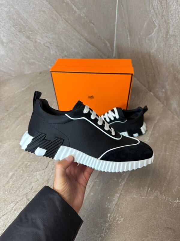 Hermes Bouncing Sneakers Black, White Stripes