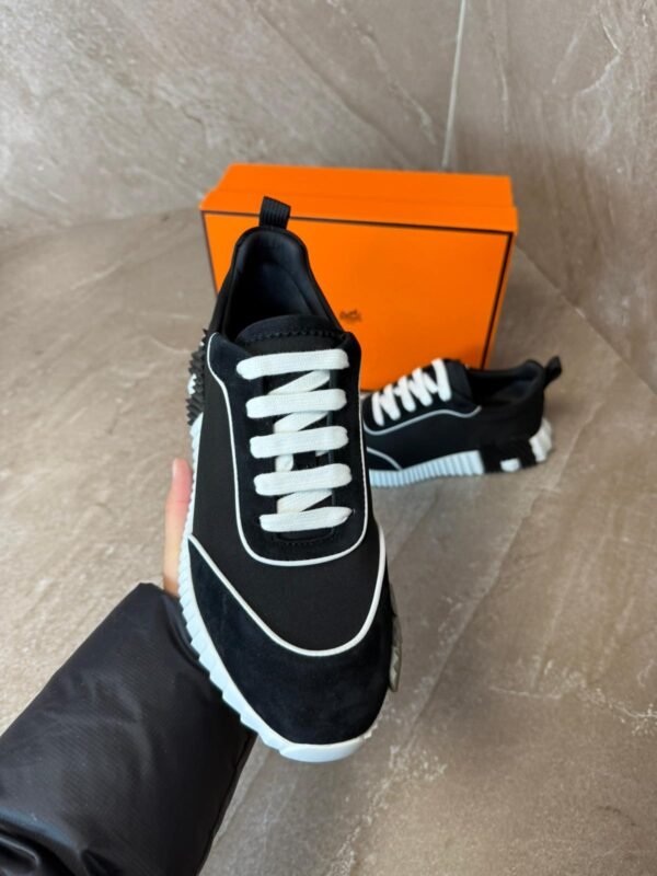 Hermes Bouncing Sneakers Black, White Stripes
