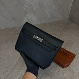 Hermes Kelly depeches 25 pouch Black