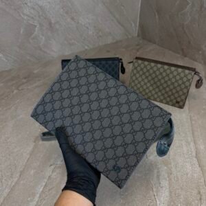 Gucci Grey Trim Medium Pouch