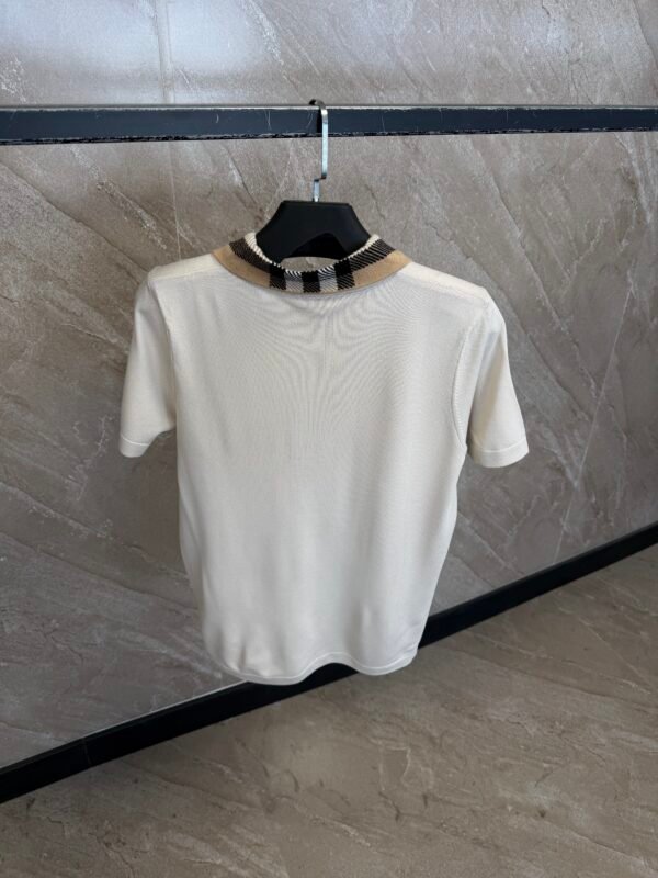 Burberry Check Collar Cotton Polo Shirt Beige