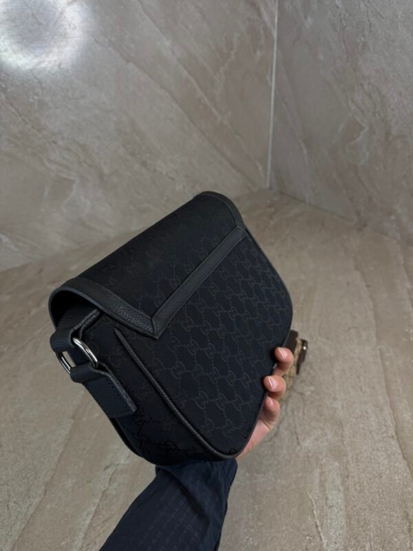 Gucci GG Nylon Flap Messenger Bag Black
