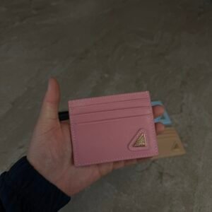 Prada Saffiano Leather Card Holder Pink