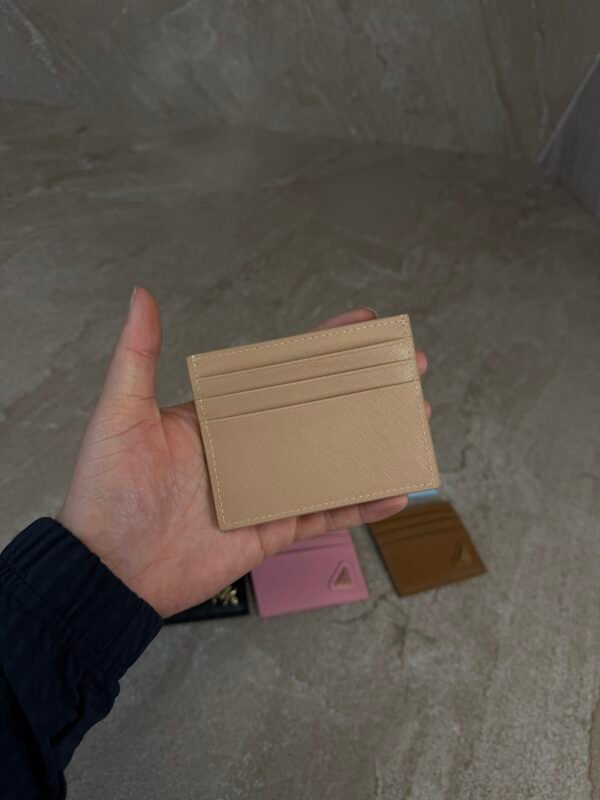 Prada Saffiano Leather Card Holder Beige