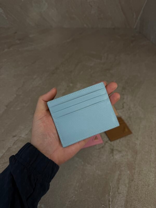 Prada Saffiano Leather Card Holder Light Blue