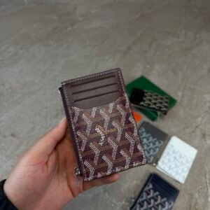 Goyard Bourbon Zipped Card Holder Burgundy