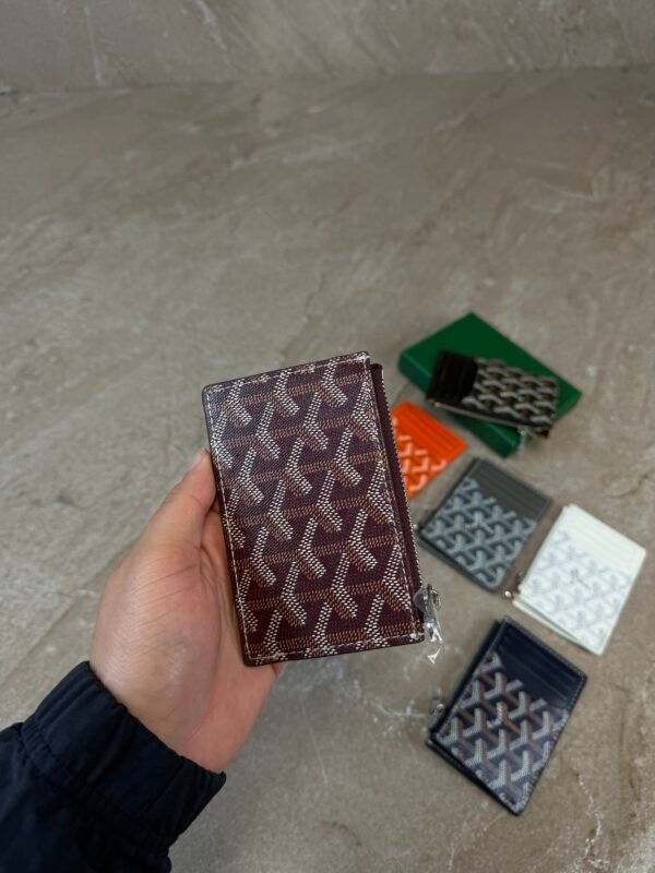Goyard Bourbon Zipped Card Holder Burgundy