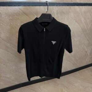 Prada Milano Zipper Polo Black