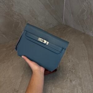 Hermes Kelly depeches 25 pouch Blue