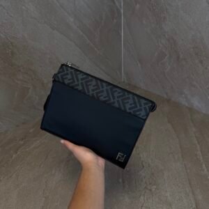 Fendi FF Squared Clutch Bag Black