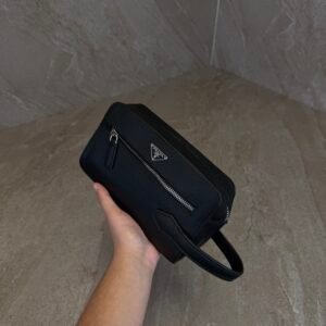 Prada Black Saffiano Leather Travel Pouch
