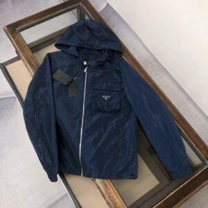 Prada Re-Nylon Pocket Blue Jacket, High Quality