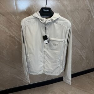 Prada Re-Nylon Blouson Jacket Beige
