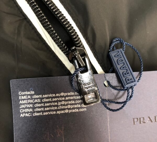 Prada Re-Nylon White Zipper Black Jacket, High Quality