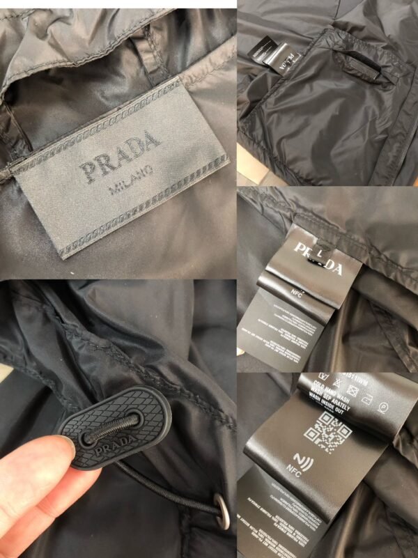 Prada Re-Nylon White Zipper Black Jacket, High Quality