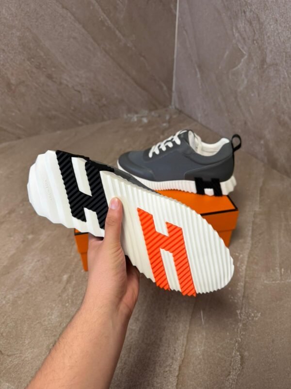Hermes Bouncing Dark Grey Leather Sneakers