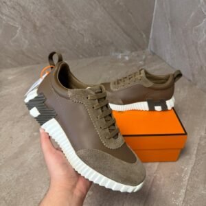 Hermes Bouncing Brown Leather Sneakers