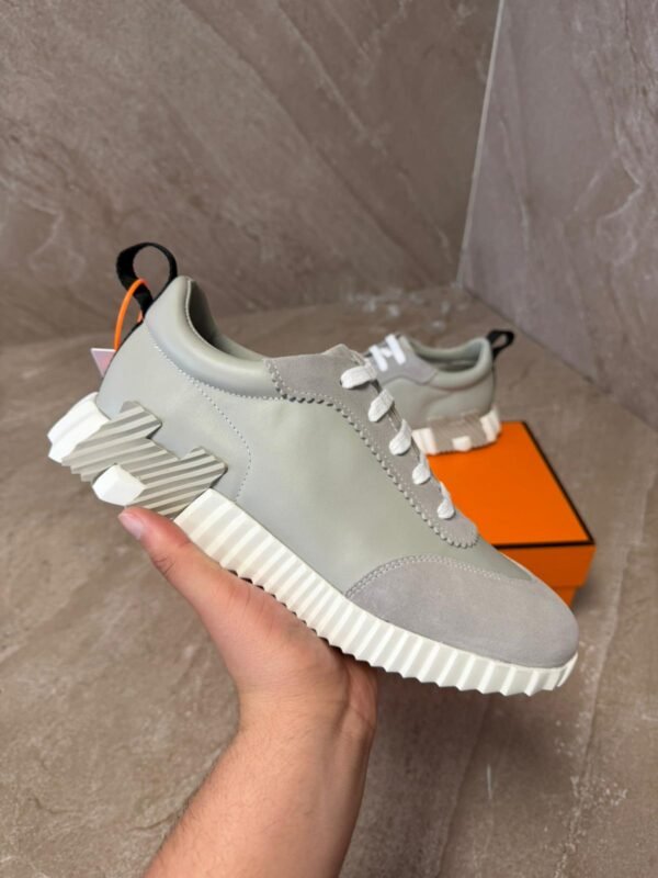Hermes Bouncing Light Grey Leather Sneakers