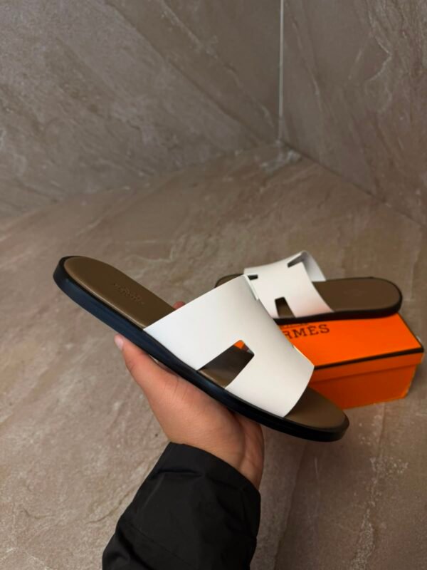 Hermes Izmir Suede White Slippers