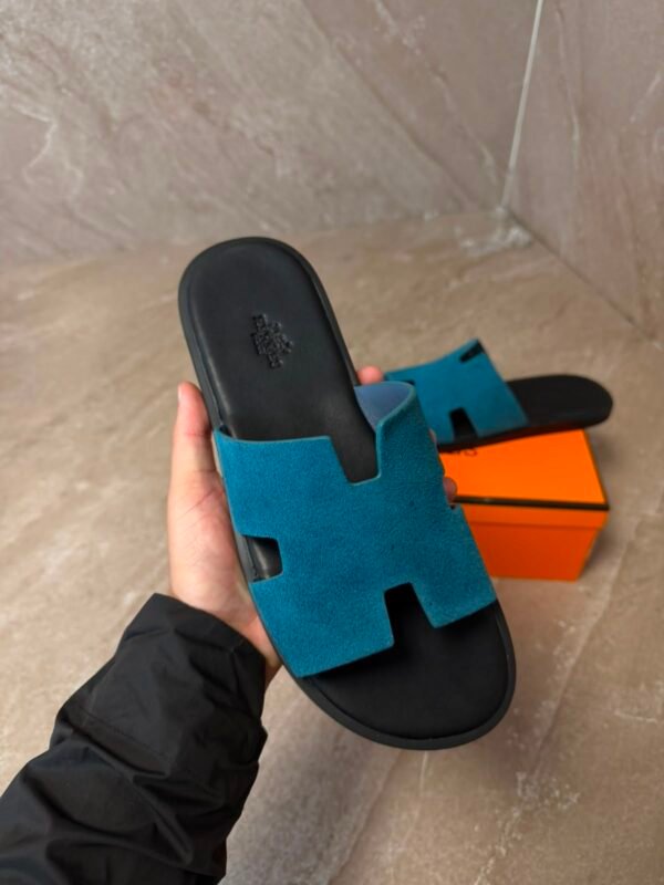 Hermes Izmir Suede Blue Slippers