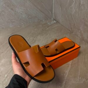 Hermes Izmir Suede Brown Slippers