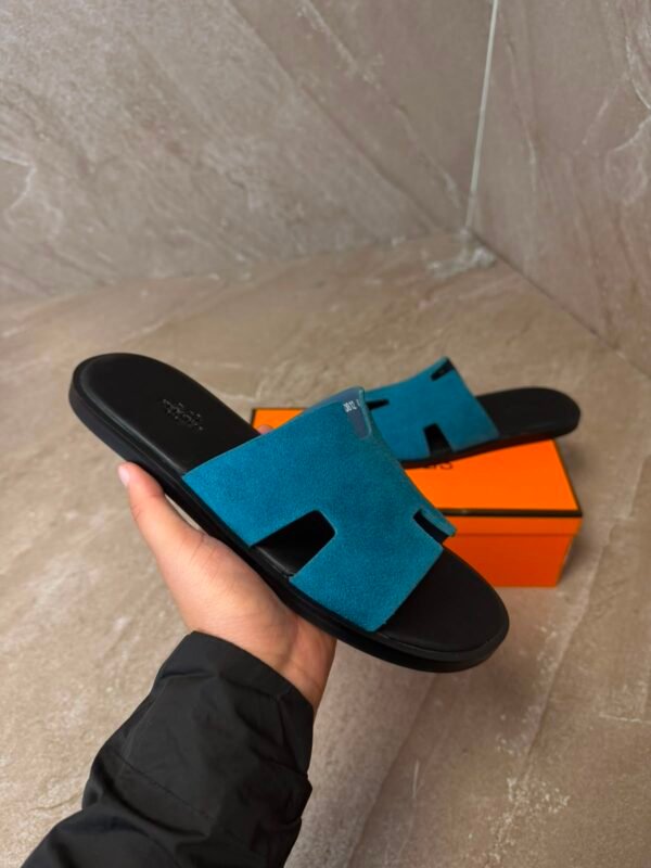 Hermes Izmir Suede Blue Slippers