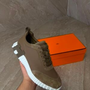 Hermes Bouncing Sneakers Brown White