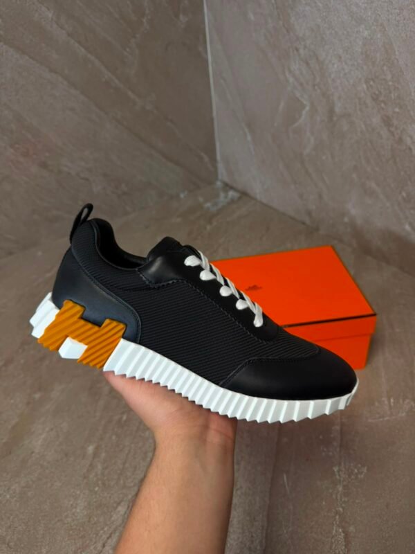 Hermes Black Sneakers, Brown H Logo