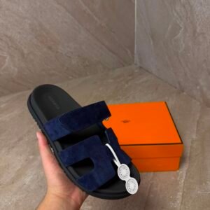 Hermes Chypre Blue Suede Sandals