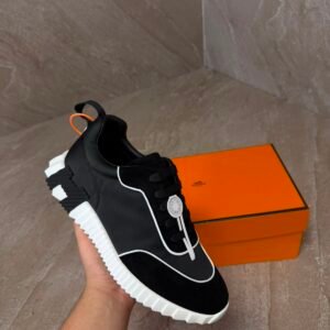 Hermes Bouncing Sneakers Black White Lines