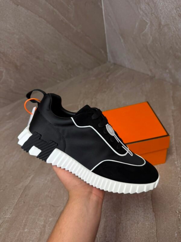 Hermes Bouncing Sneakers Black White Lines