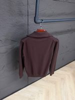 Loro Piana 1/4 Sweater Brown - Afbeelding 2